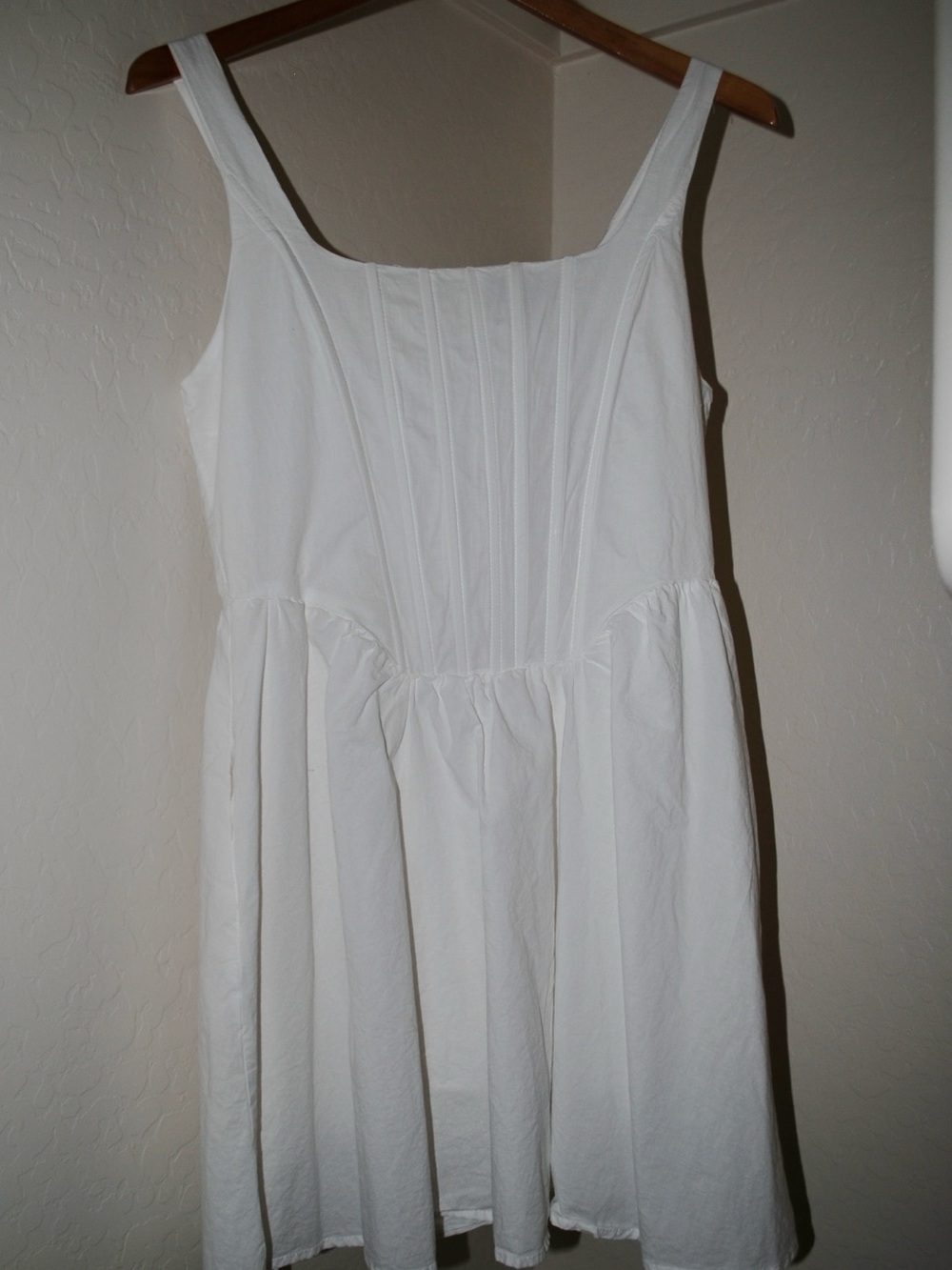 White Sleeveless Pleated Bodice Sundress